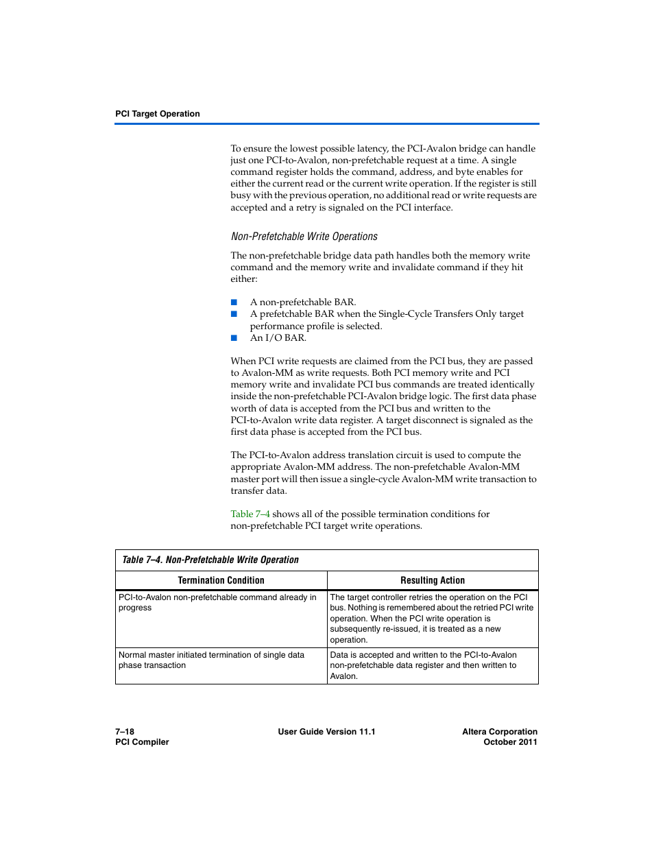 Non-prefetchable write operations | Altera PCI Compiler User Manual | Page 286 / 360