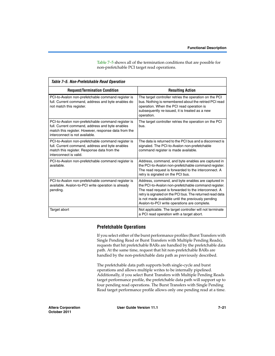 Prefetchable operations | Altera PCI Compiler User Manual | Page 289 / 360