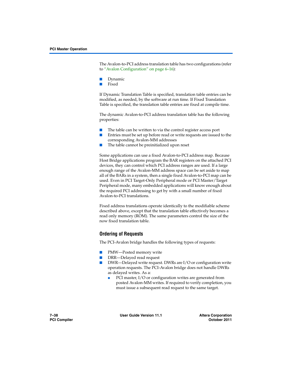 Ordering of requests | Altera PCI Compiler User Manual | Page 306 / 360