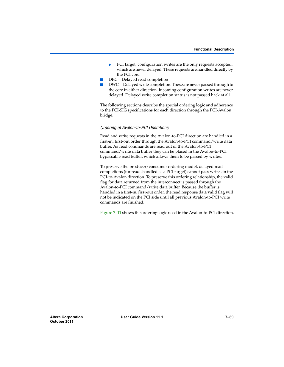 Ordering of avalon-to-pci operations | Altera PCI Compiler User Manual | Page 307 / 360