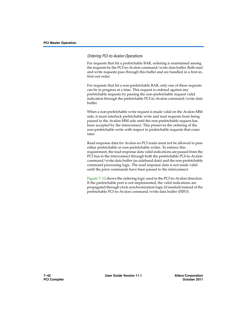Ordering pci-to-avalon operations | Altera PCI Compiler User Manual | Page 310 / 360