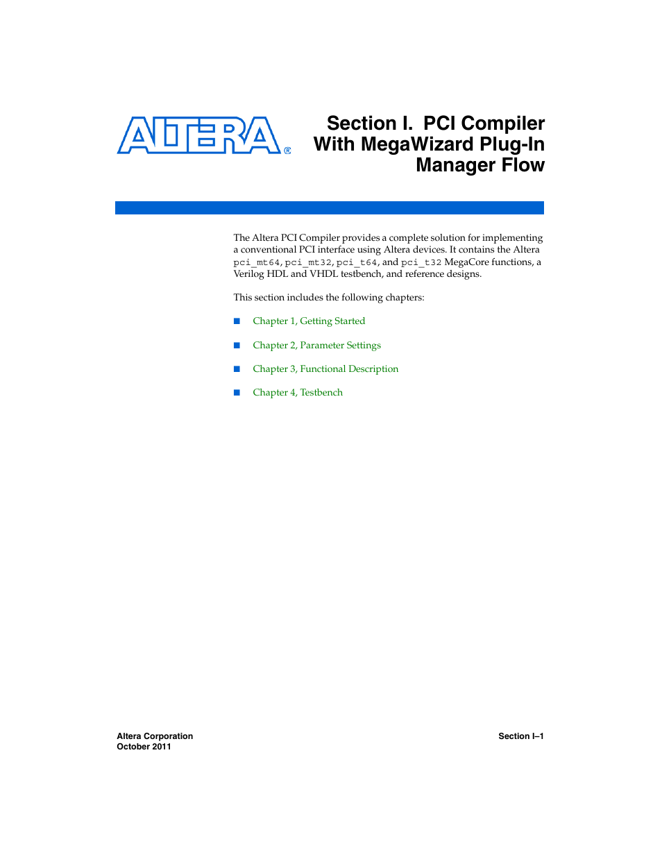Altera PCI Compiler User Manual | Page 33 / 360