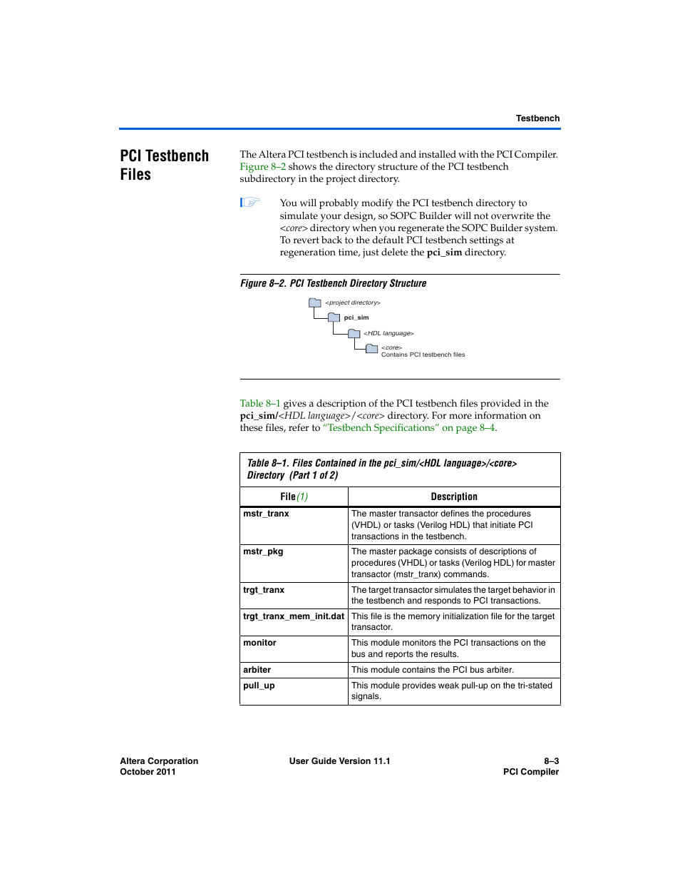 Pci testbench files, Pci testbench files –3 | Altera PCI Compiler User Manual | Page 333 / 360