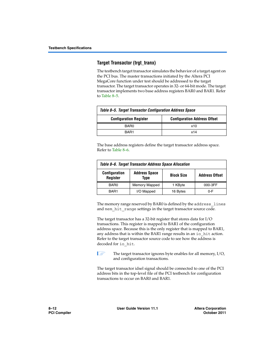 Target transactor (trgt_tranx) | Altera PCI Compiler User Manual | Page 342 / 360