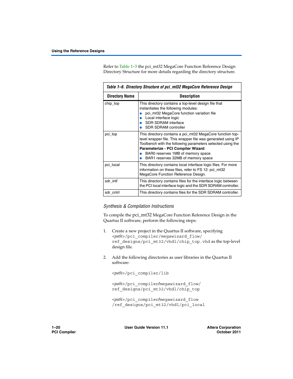 Synthesis & compilation instructions | Altera PCI Compiler User Manual | Page 54 / 360
