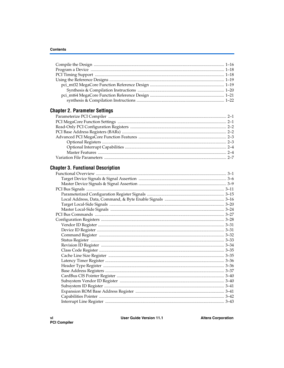 Altera PCI Compiler User Manual | Page 6 / 360
