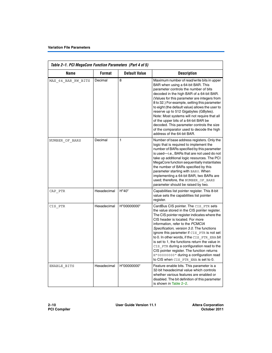 Altera PCI Compiler User Manual | Page 68 / 360