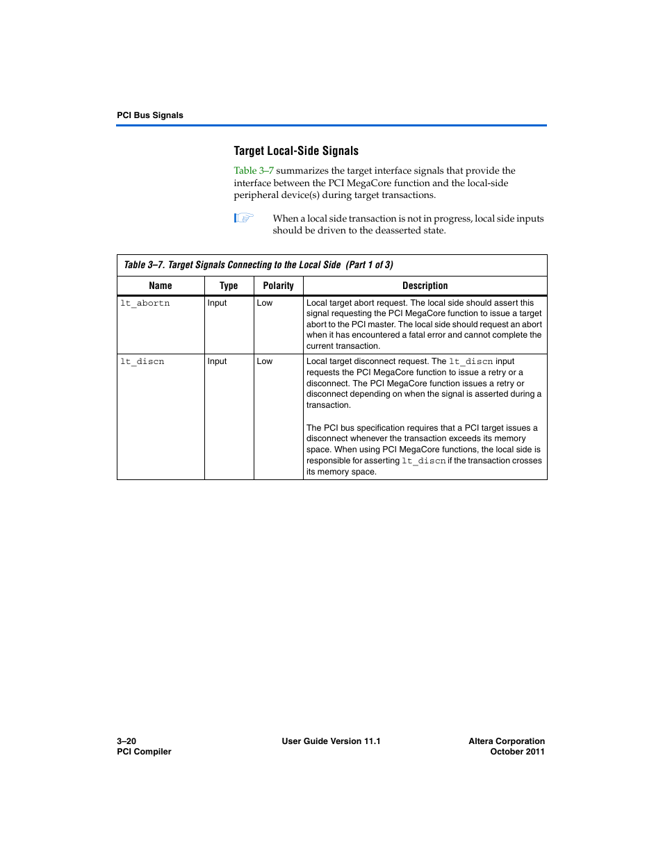 Target local-side signals | Altera PCI Compiler User Manual | Page 94 / 360