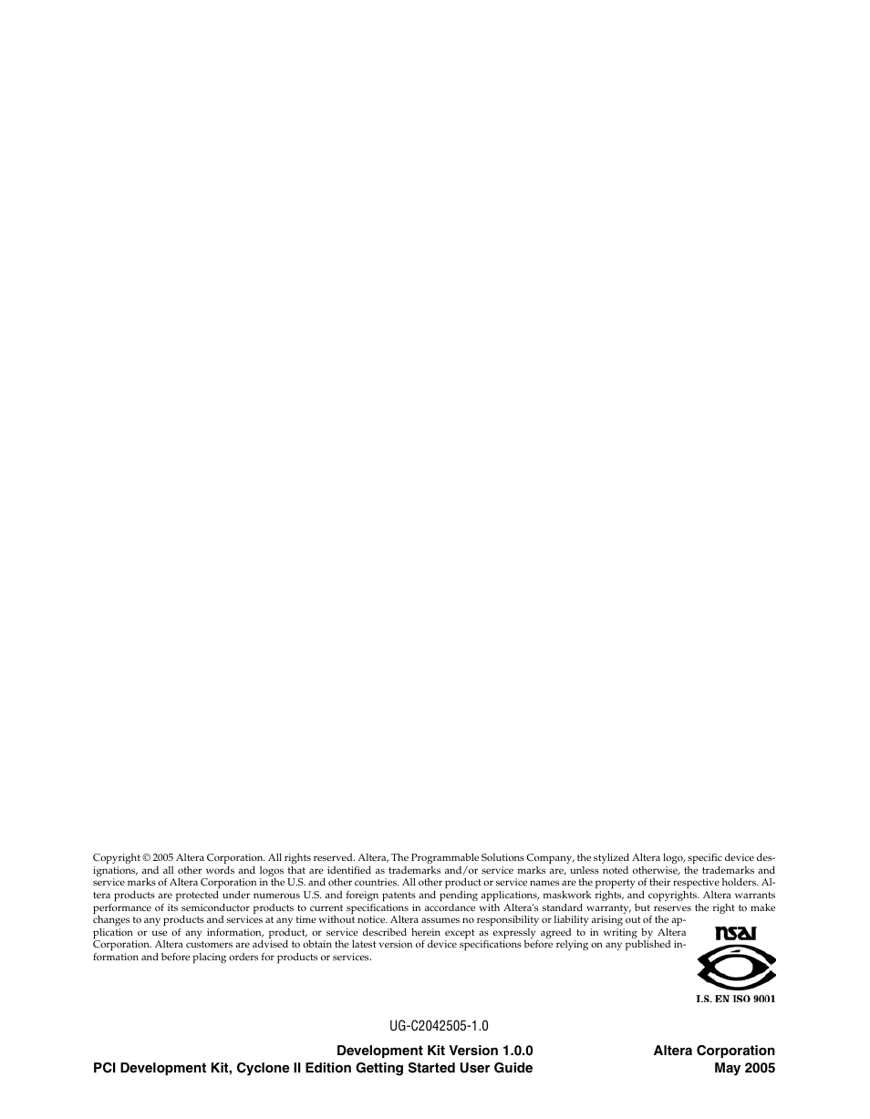 Altera PCI Development Kit, Cyclone II Edition Getting Started User Manual | Page 2 / 40