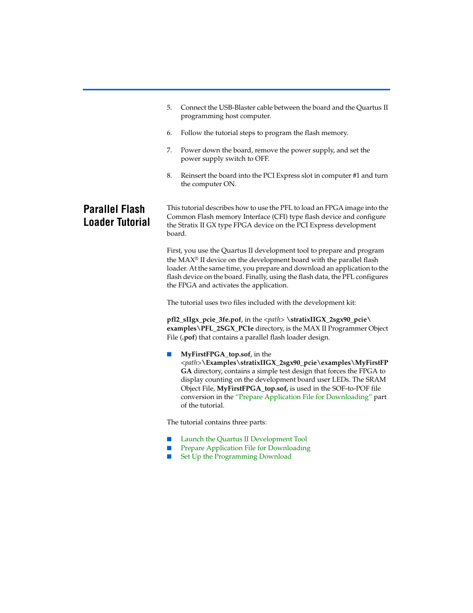 Parallel flash loader tutorial | Altera PCI Express Development Kit, Stratix II GX Edition Getting Started User Manual | Page 24 / 36