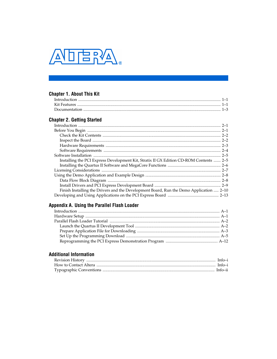 Altera PCI Express Development Kit, Stratix II GX Edition Getting Started User Manual | Page 3 / 36