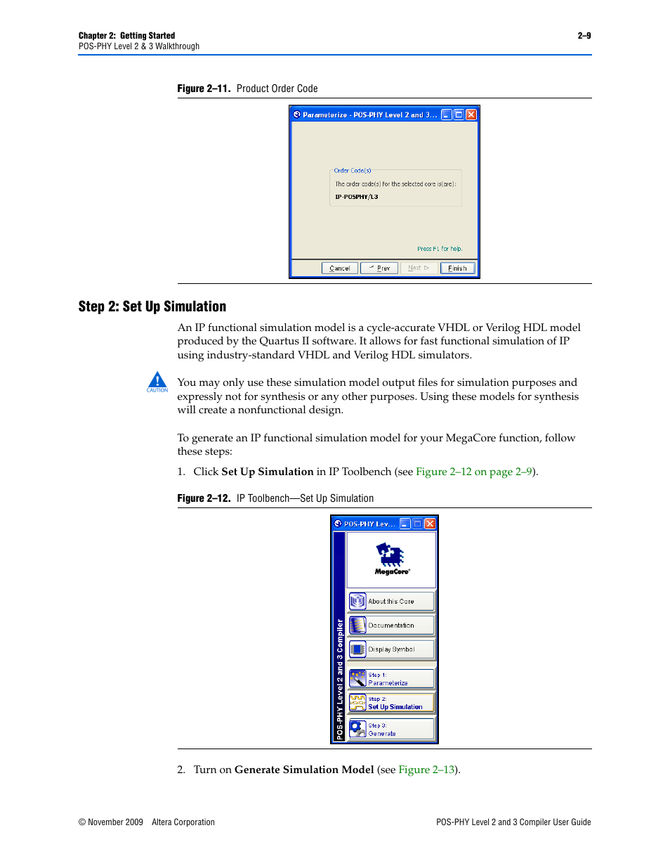 Step 2: set up simulation, Step 2: set up simulation –9 | Altera POS-PHY Level 2 and 3 Compiler User Manual | Page 21 / 62