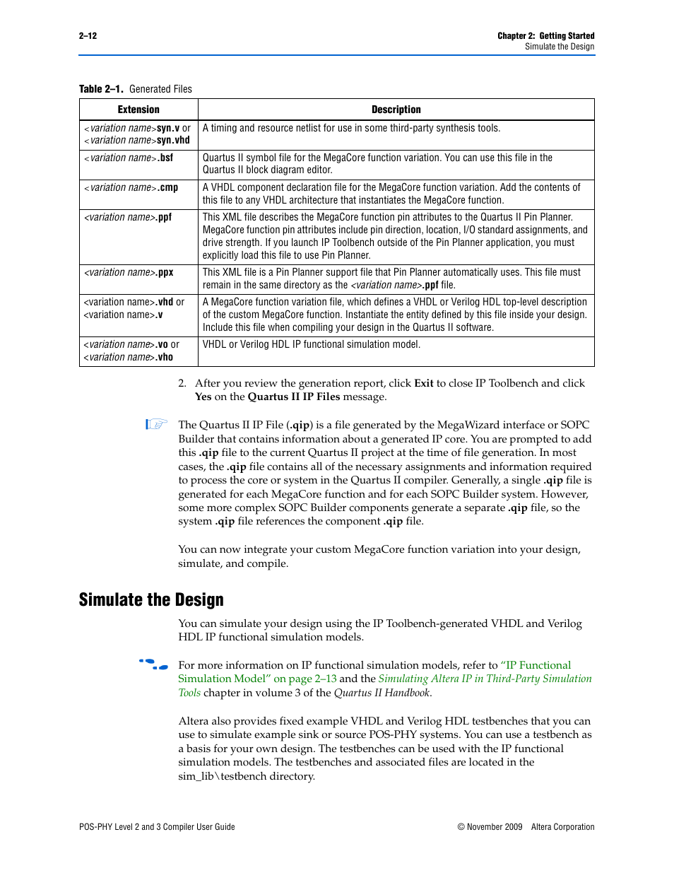 Simulate the design, Simulate the design –12 | Altera POS-PHY Level 2 and 3 Compiler User Manual | Page 24 / 62