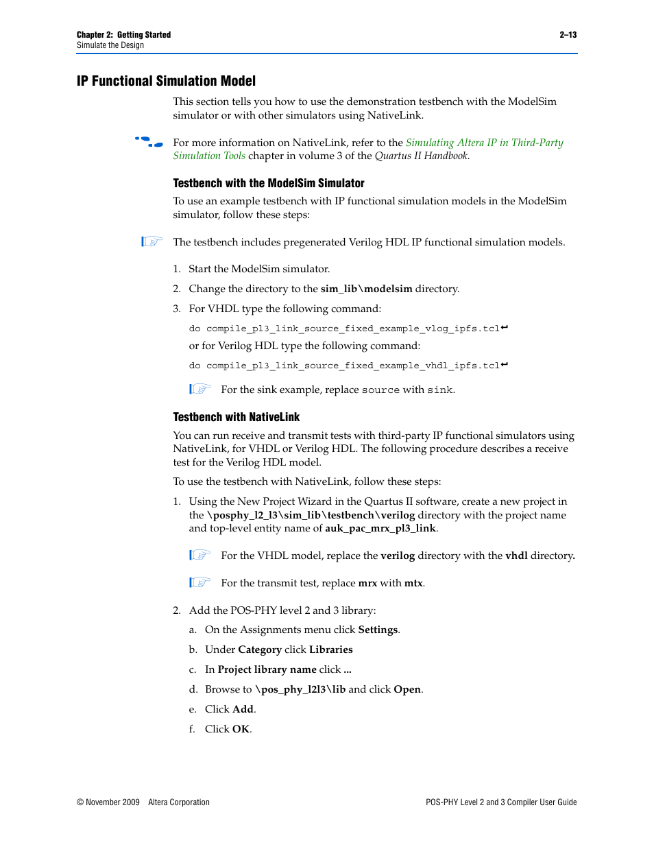 Ip functional simulation model, Ip functional simulation model –13 | Altera POS-PHY Level 2 and 3 Compiler User Manual | Page 25 / 62