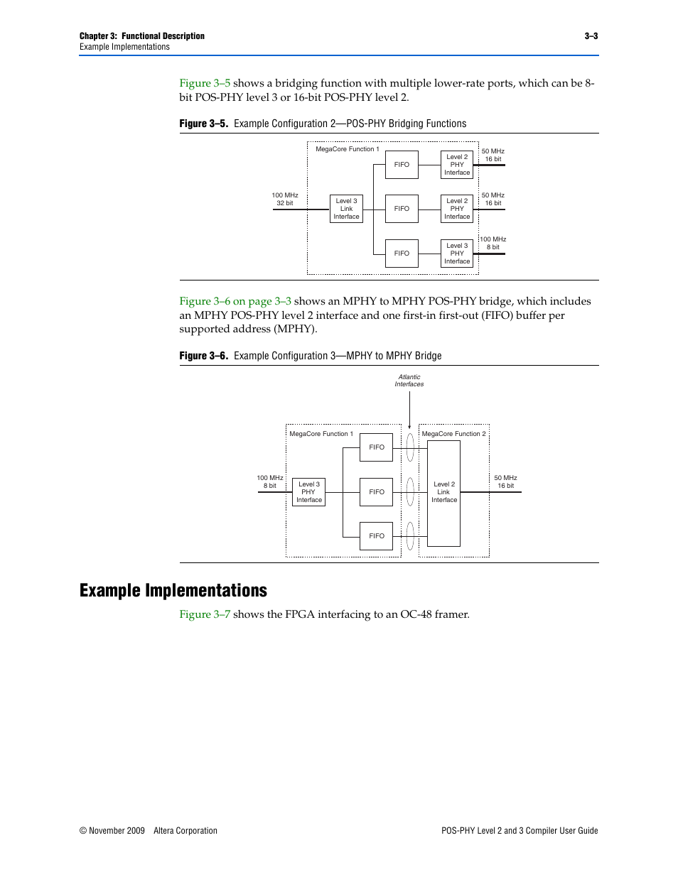 Example implementations, Example implementations –3 | Altera POS-PHY Level 2 and 3 Compiler User Manual | Page 31 / 62