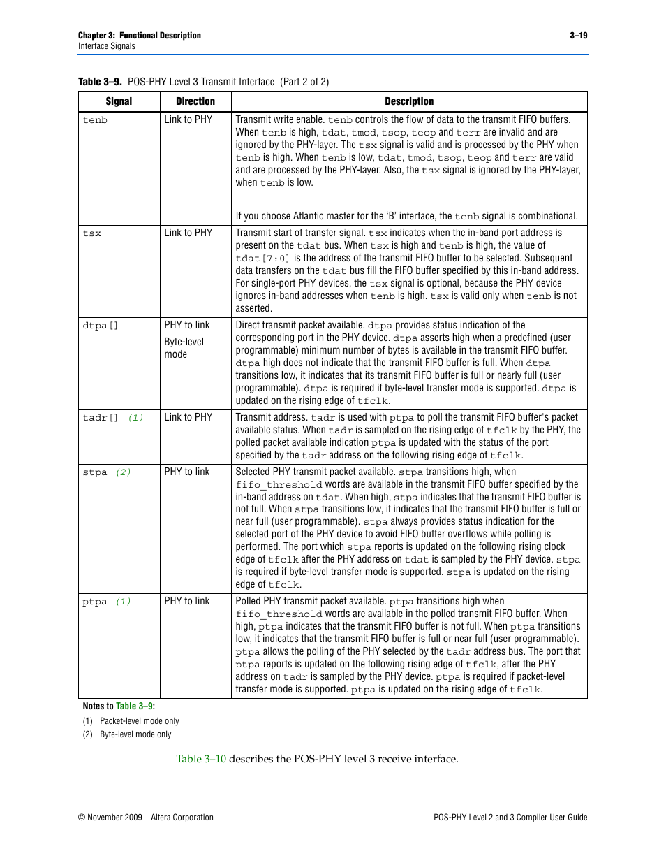 Altera POS-PHY Level 2 and 3 Compiler User Manual | Page 47 / 62