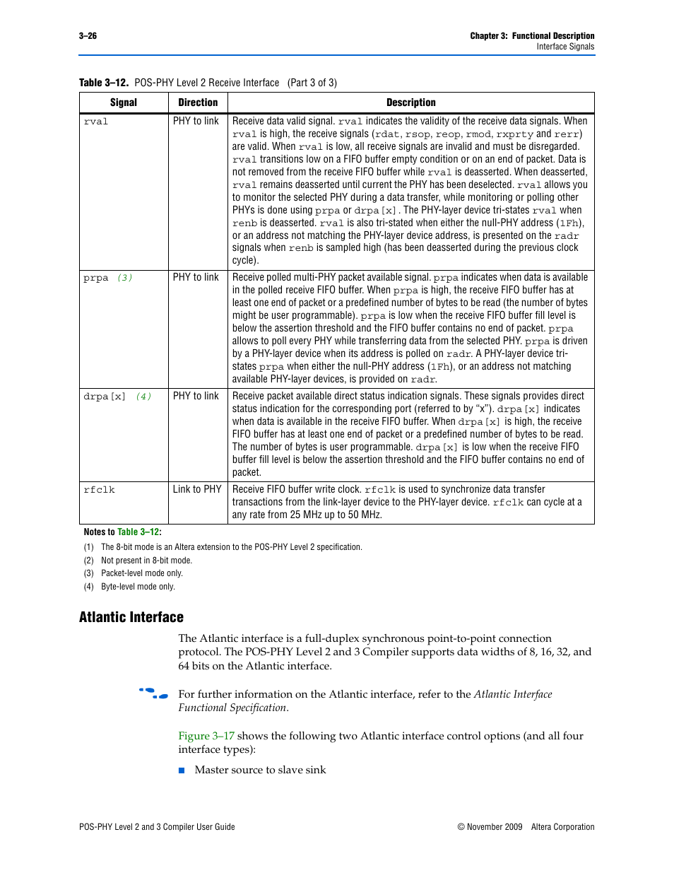 Atlantic interface, Atlantic interface –26 | Altera POS-PHY Level 2 and 3 Compiler User Manual | Page 54 / 62
