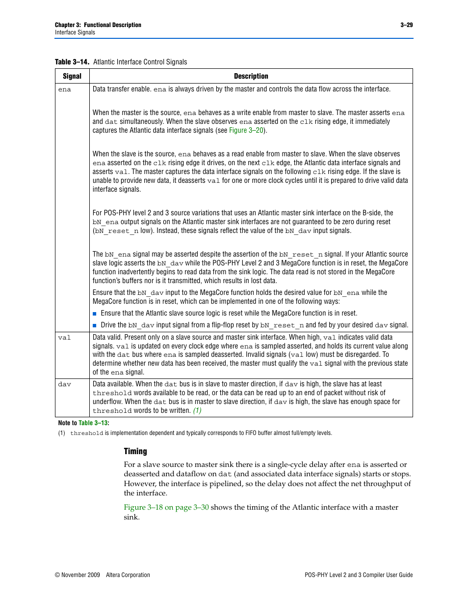 Timing –29, Timing | Altera POS-PHY Level 2 and 3 Compiler User Manual | Page 57 / 62