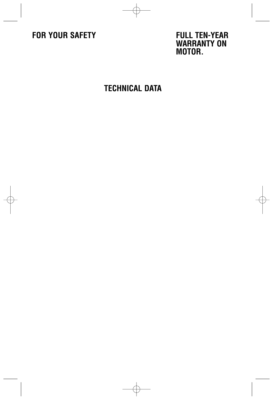 For your safety, Technical data, Full ten-year warranty on motor | Cuisinart DLC-2007NC User Manual | Page 19 / 48