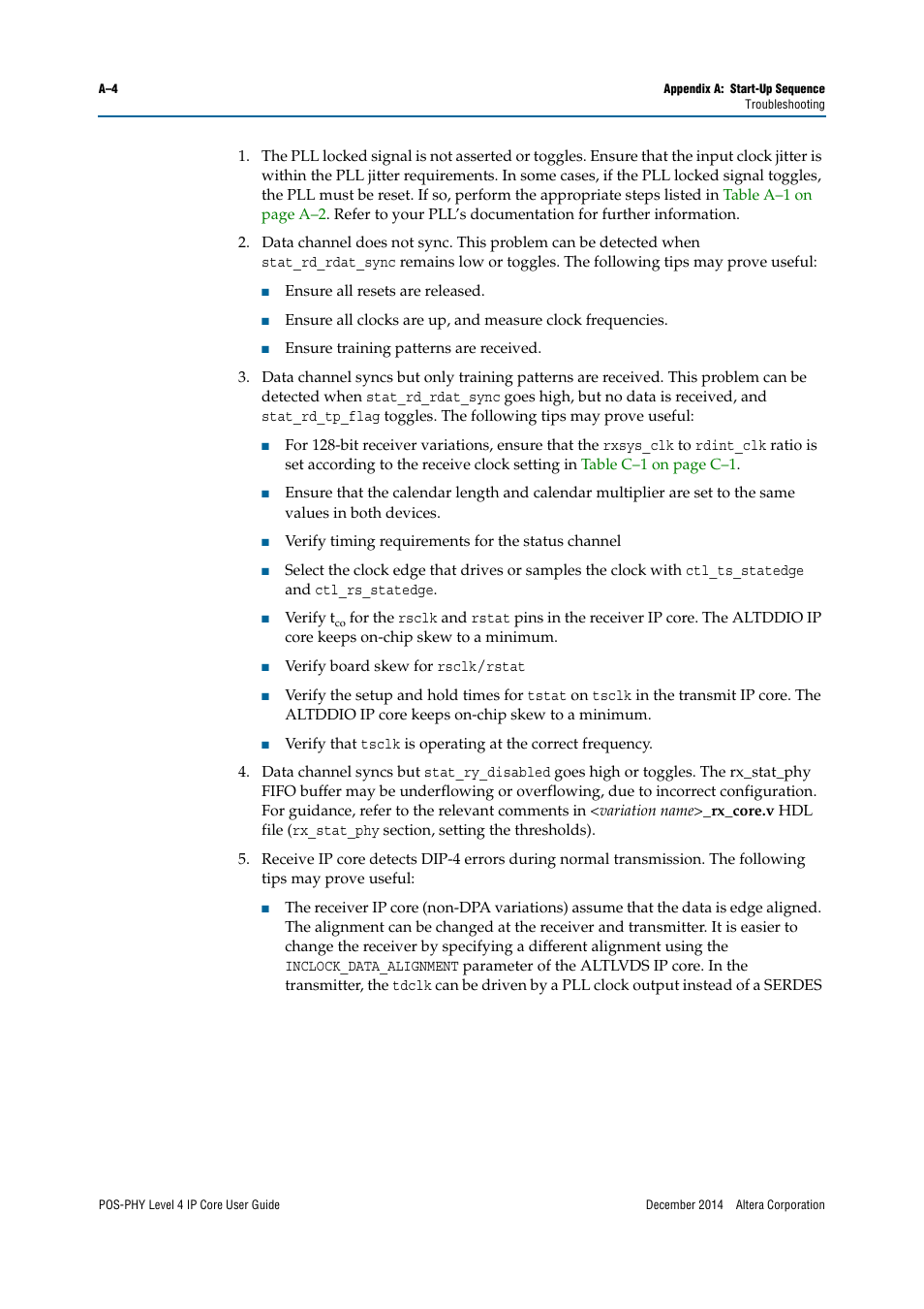 Altera POS-PHY Level 4 IP Core User Manual | Page 110 / 142