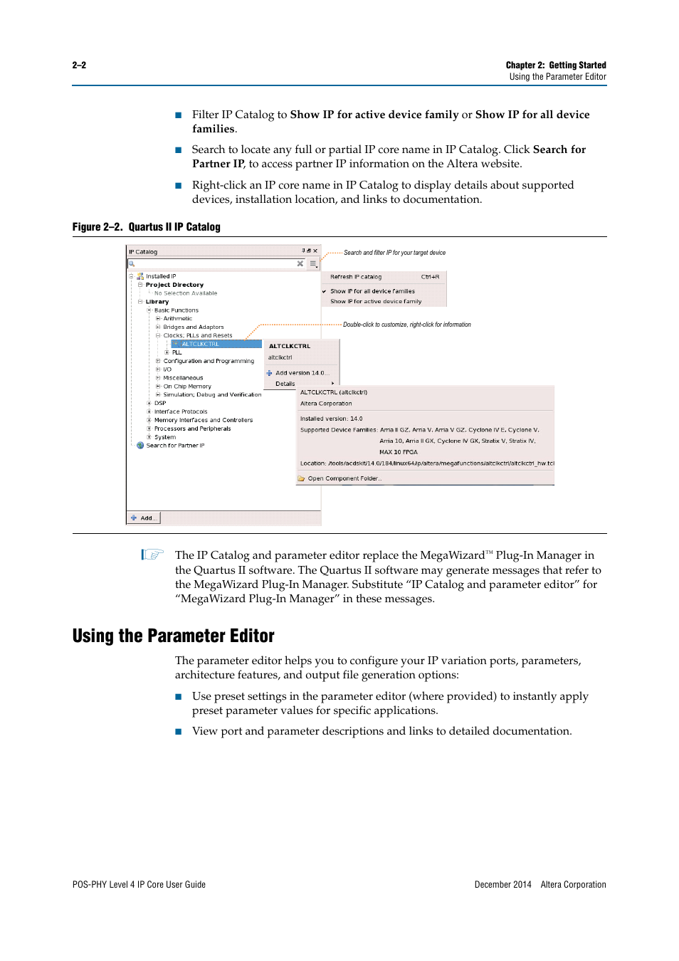 Using the parameter editor | Altera POS-PHY Level 4 IP Core User Manual | Page 12 / 142