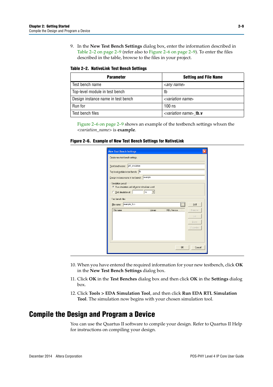 Compile the design and program a device | Altera POS-PHY Level 4 IP Core User Manual | Page 19 / 142