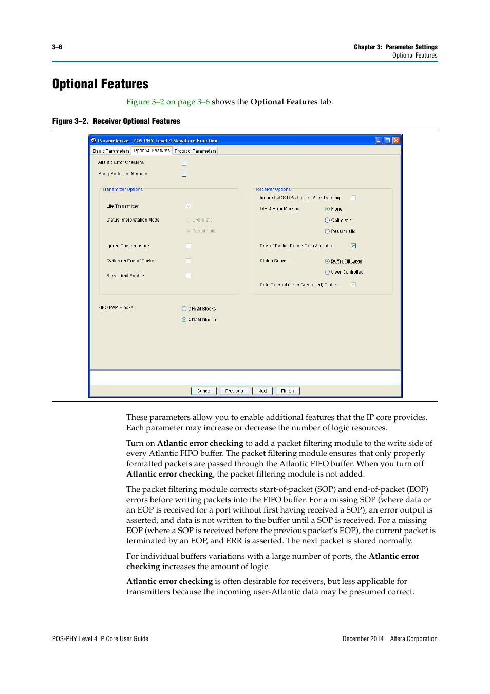 Optional features | Altera POS-PHY Level 4 IP Core User Manual | Page 26 / 142