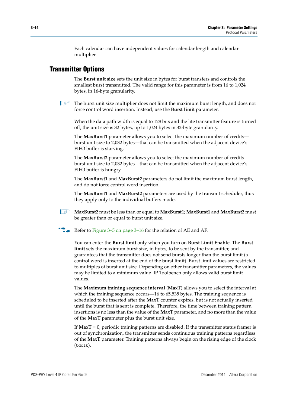 Transmitter options | Altera POS-PHY Level 4 IP Core User Manual | Page 34 / 142