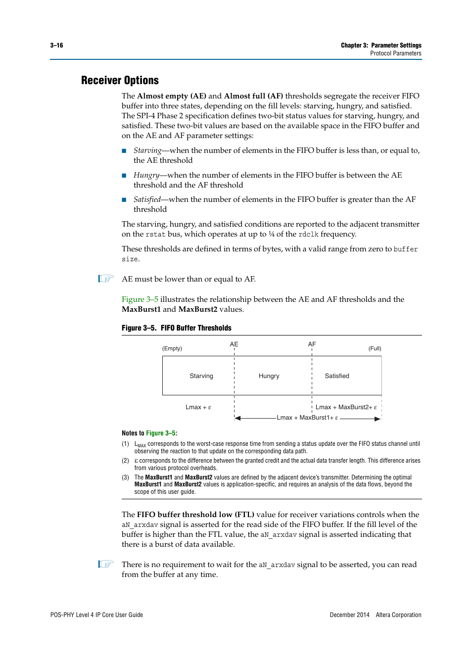 Receiver options | Altera POS-PHY Level 4 IP Core User Manual | Page 36 / 142