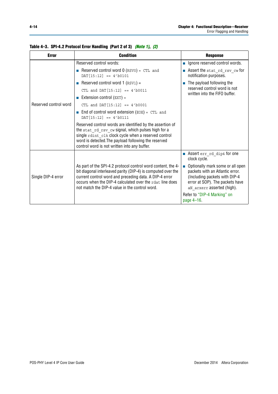Altera POS-PHY Level 4 IP Core User Manual | Page 52 / 142