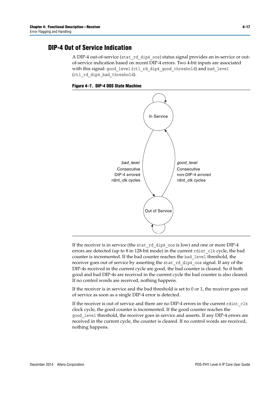Dip-4 out of service indication, Dip-4 out of, Dip-4 out of service | Altera POS-PHY Level 4 IP Core User Manual | Page 55 / 142