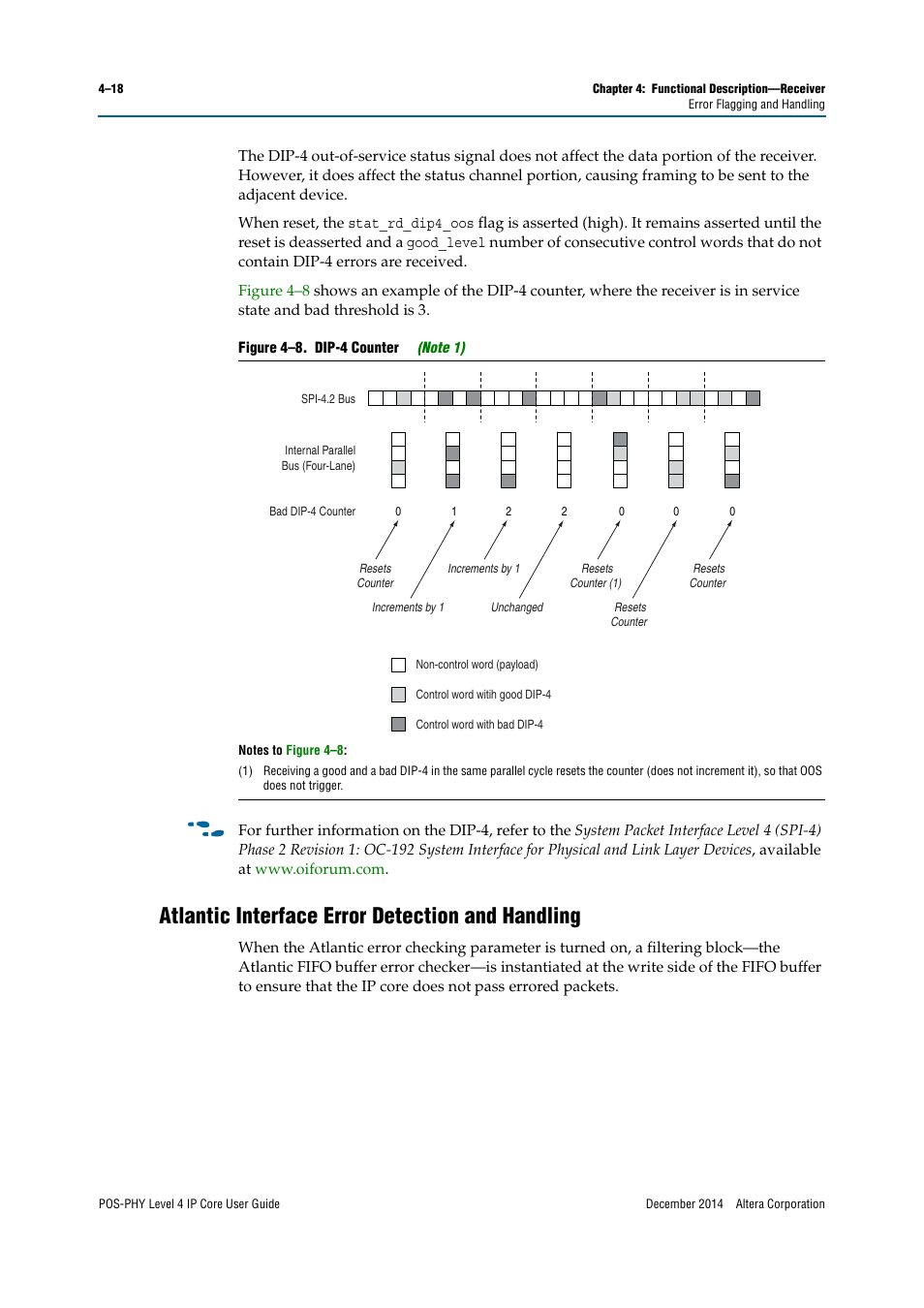 Atlantic interface error detection and handling | Altera POS-PHY Level 4 IP Core User Manual | Page 56 / 142