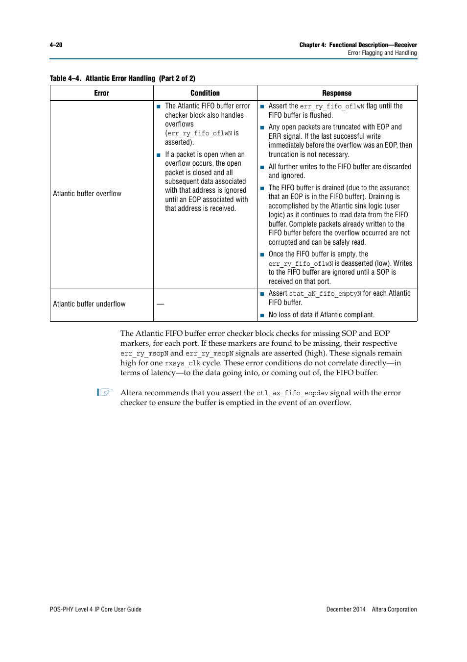 Altera POS-PHY Level 4 IP Core User Manual | Page 58 / 142