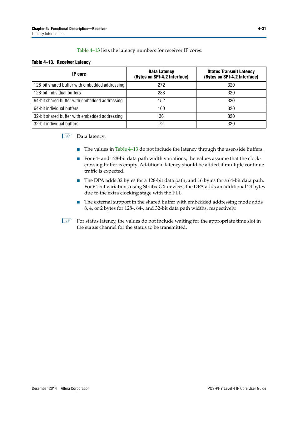 Altera POS-PHY Level 4 IP Core User Manual | Page 69 / 142