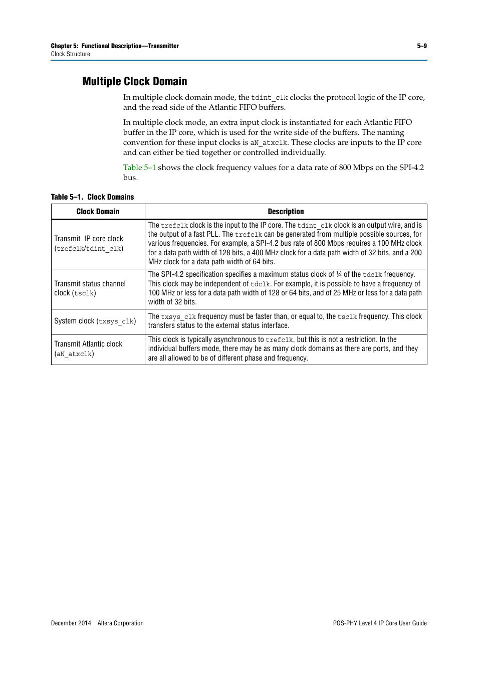 Multiple clock domain | Altera POS-PHY Level 4 IP Core User Manual | Page 79 / 142