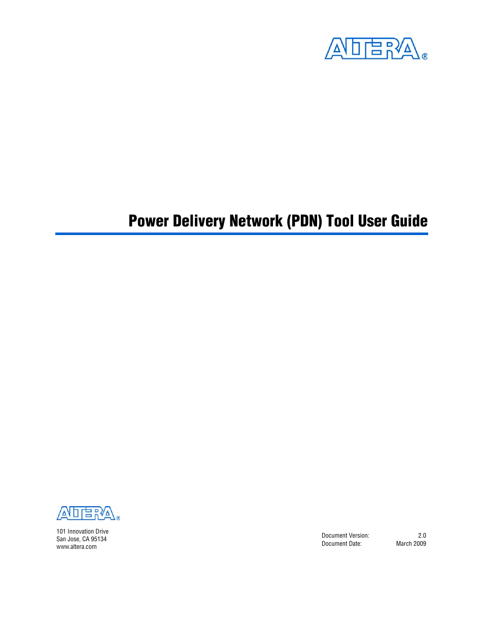 Altera Power Delivery Network User Manual | 26 pages