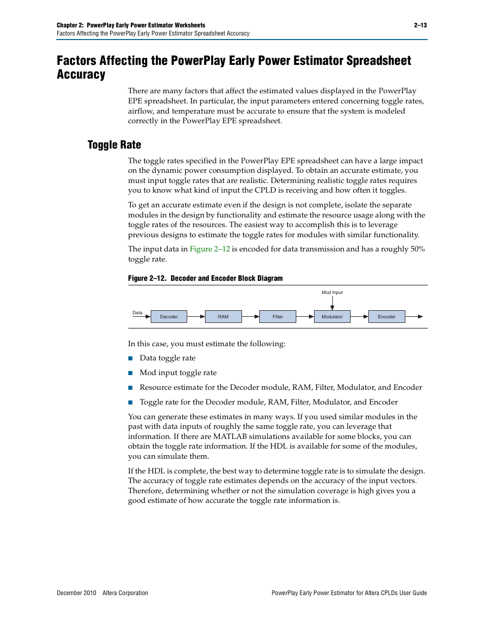 Toggle rate, Toggle rate –13 | Altera PowerPlay Early Power Estimator for Altera CPLDs User Manual | Page 23 / 30