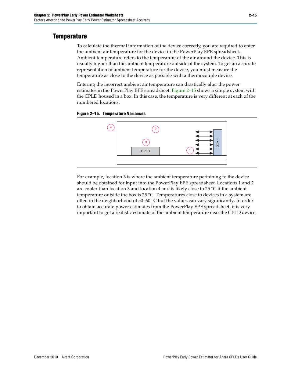 Temperature, Temperature –15 | Altera PowerPlay Early Power Estimator for Altera CPLDs User Manual | Page 25 / 30