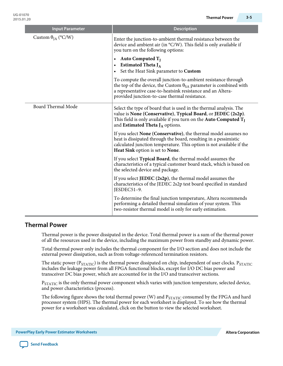 Thermal power, Thermal power -5 | Altera PowerPlay Early Power Estimator User Manual | Page 15 / 58