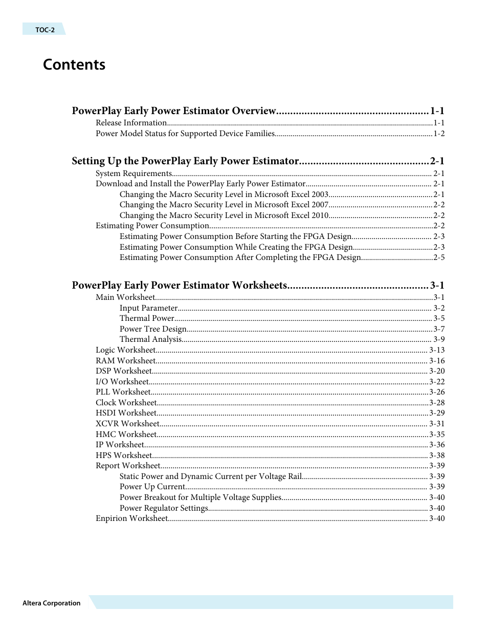 Altera PowerPlay Early Power Estimator User Manual | Page 2 / 58