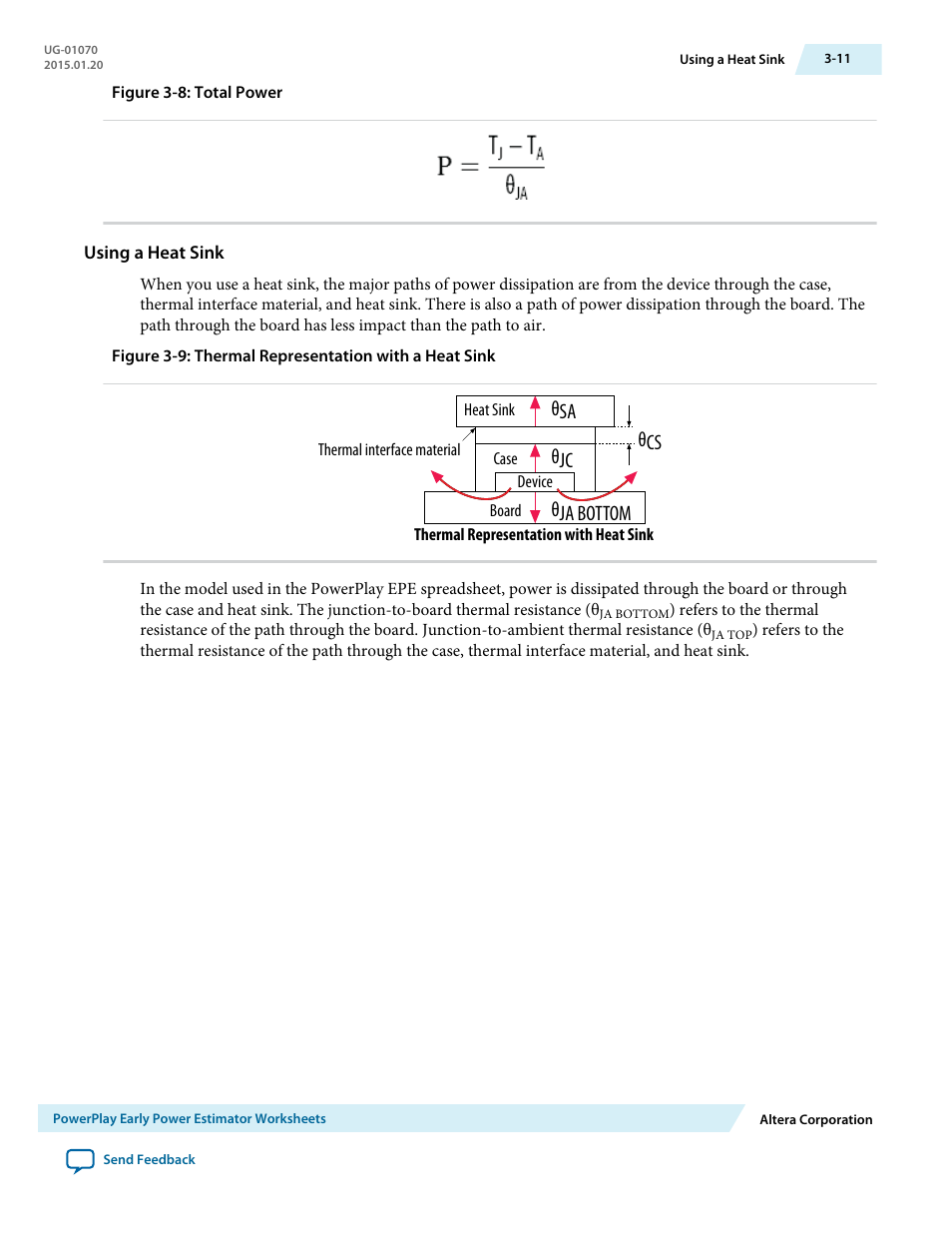 Using a heat sink, Θja bottom θjc θsa | Altera PowerPlay Early Power Estimator User Manual | Page 21 / 58