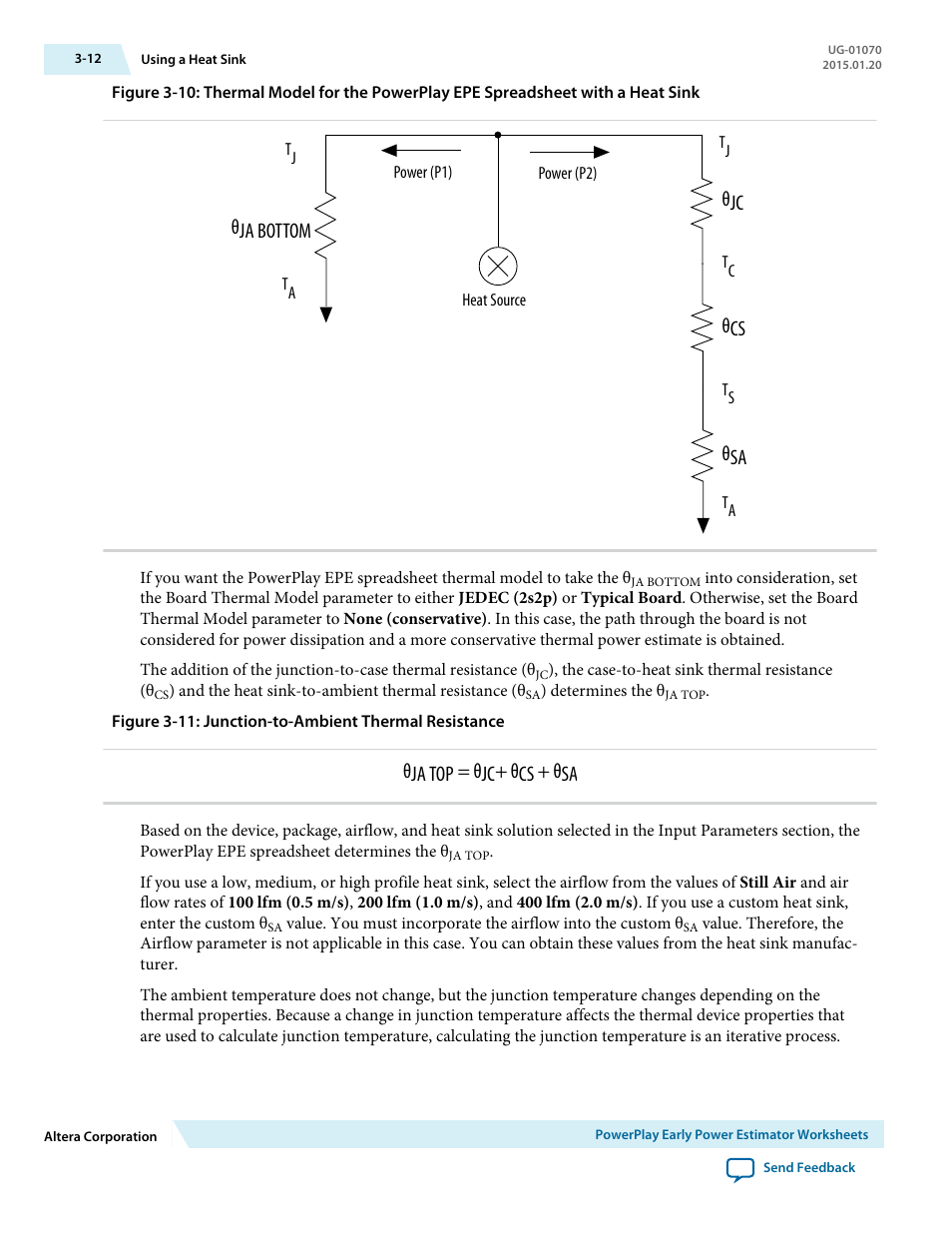 Θja bottom θjc θcs θsa, Θja top = θjc+ θcs + θsa | Altera PowerPlay Early Power Estimator User Manual | Page 22 / 58
