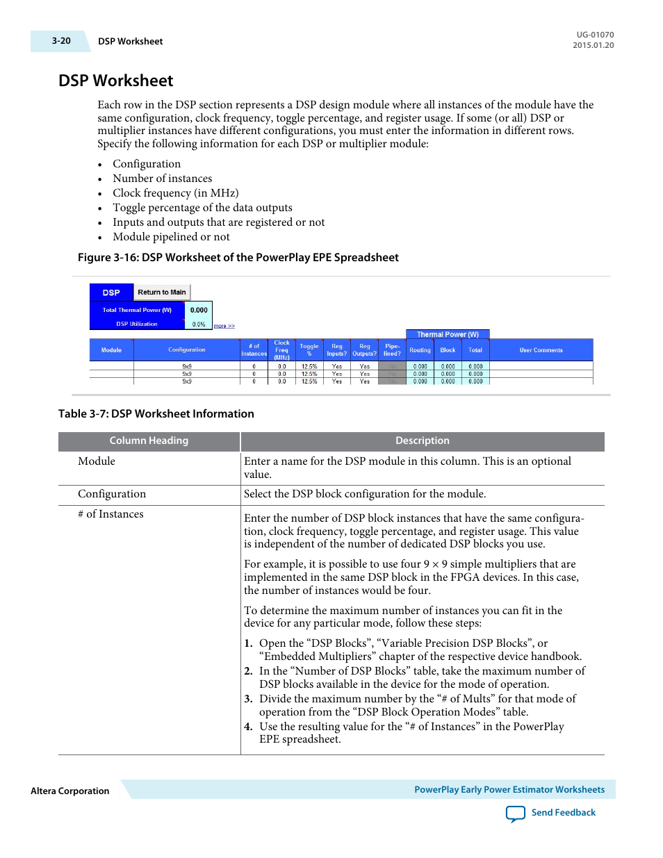 Dsp worksheet, Dsp worksheet -20 | Altera PowerPlay Early Power Estimator User Manual | Page 30 / 58