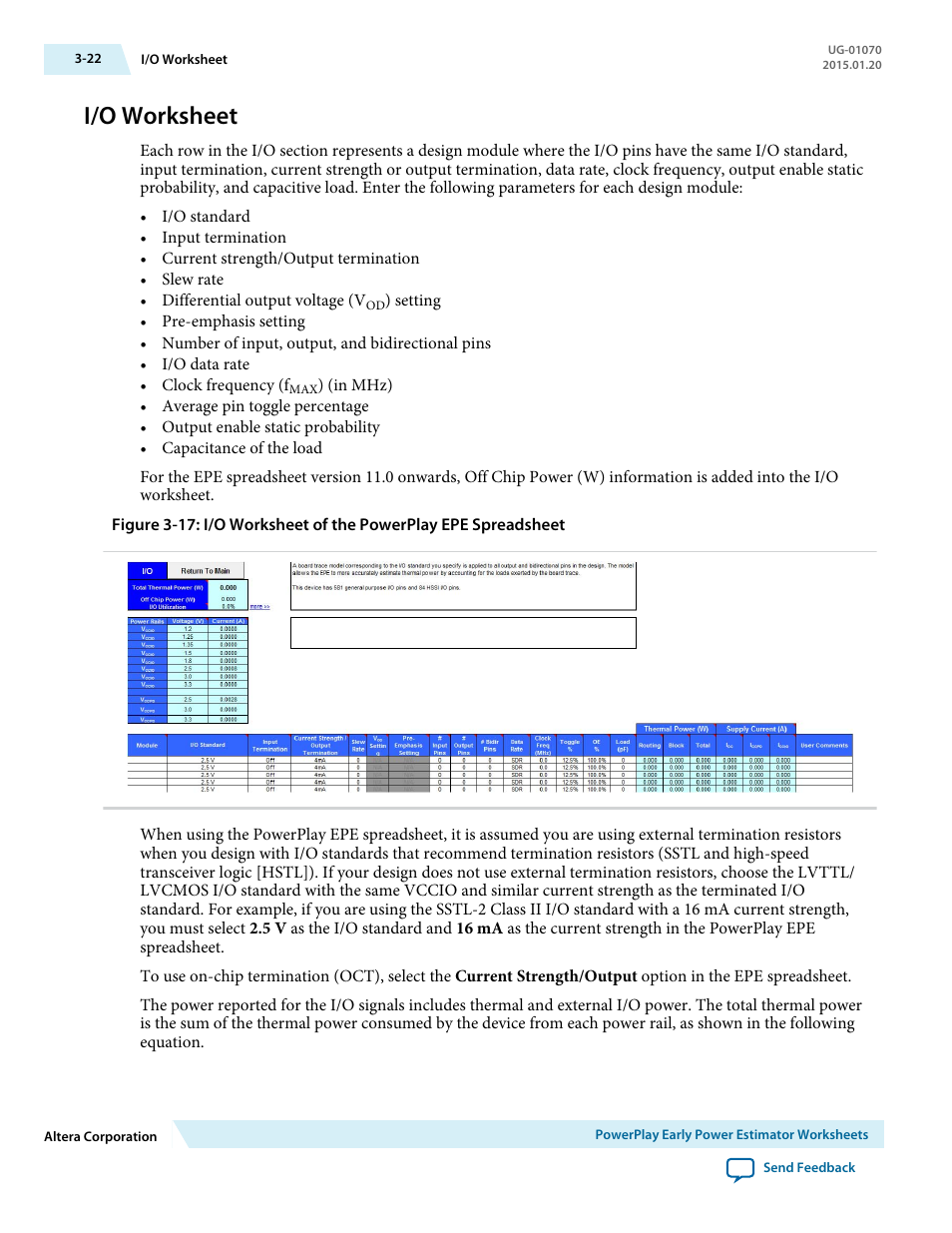 I/o worksheet, I/o worksheet -22 | Altera PowerPlay Early Power Estimator User Manual | Page 32 / 58