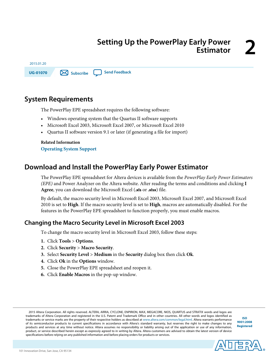 Setting up the powerplay early power estimator, System requirements, Setting up the powerplay early power estimator -1 | System requirements -1 | Altera PowerPlay Early Power Estimator User Manual | Page 6 / 58