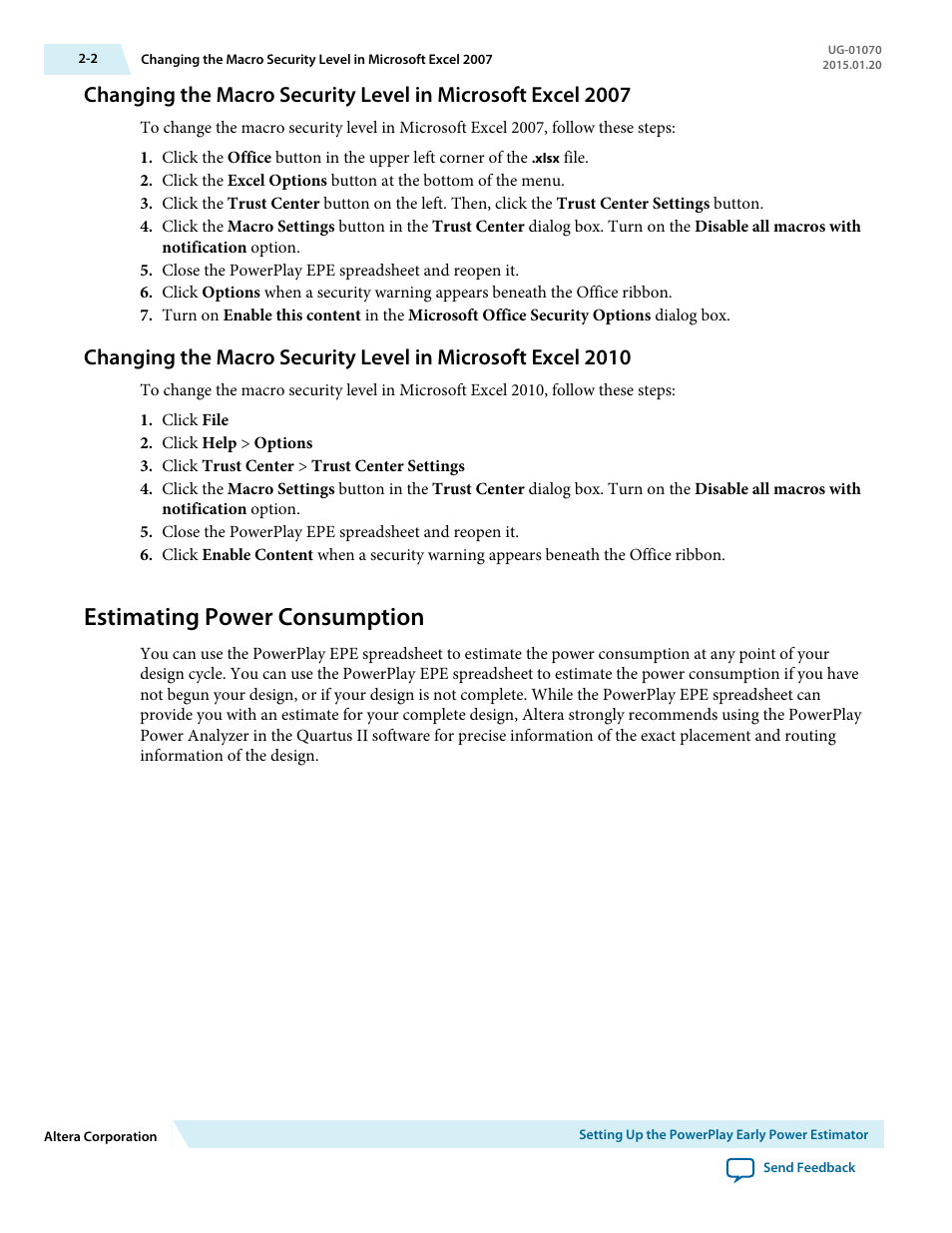 Estimating power consumption, Estimating power consumption -2 | Altera PowerPlay Early Power Estimator User Manual | Page 7 / 58