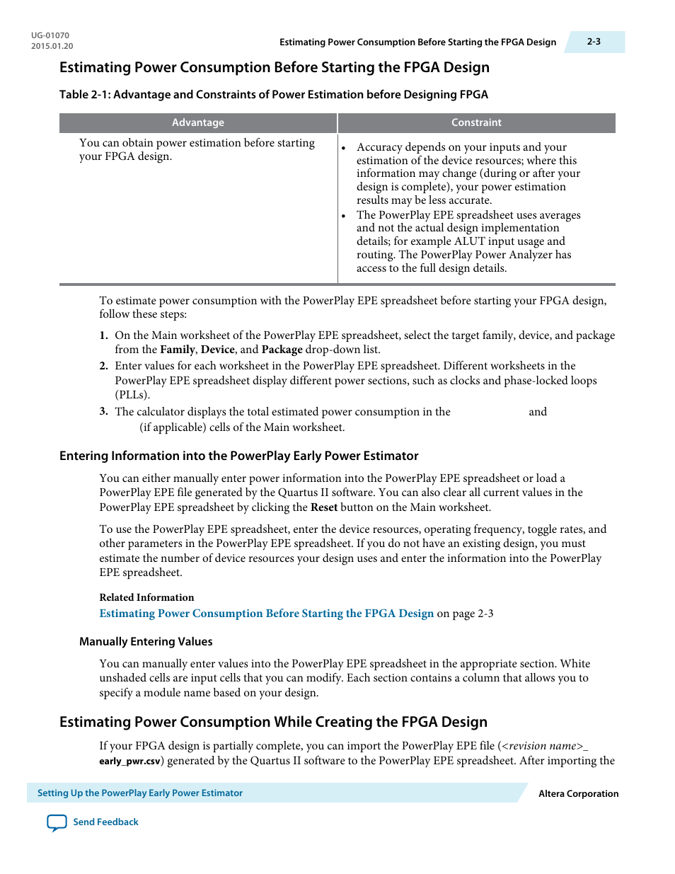 Manually entering values | Altera PowerPlay Early Power Estimator User Manual | Page 8 / 58