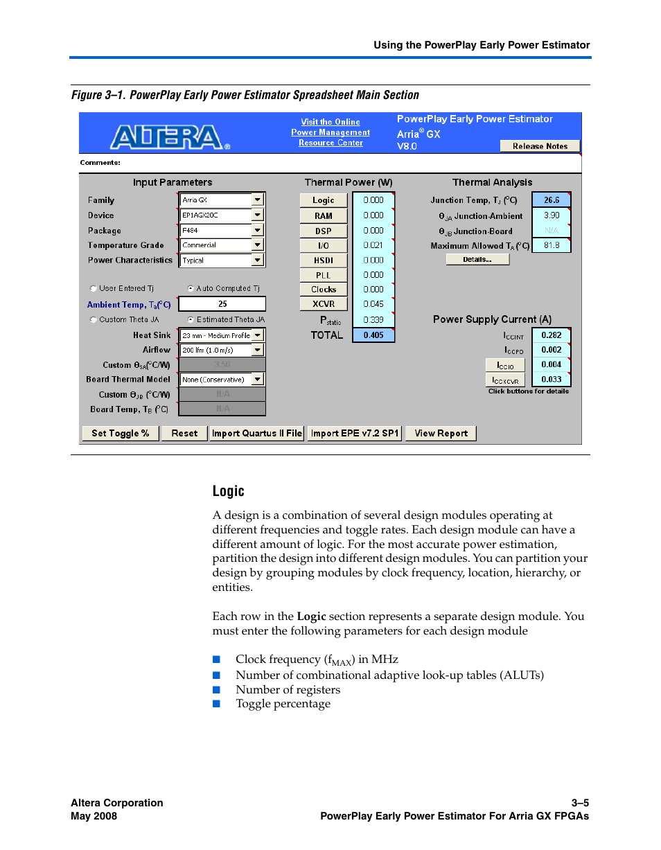 Logic, Figure 3–1 | Altera PowerPlay Early Power Estimator User Manual | Page 19 / 58