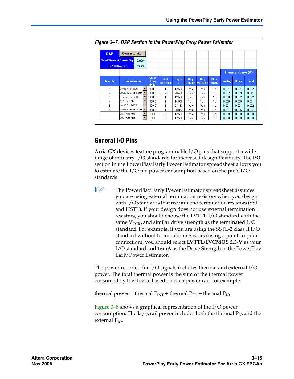 General i/o pins | Altera PowerPlay Early Power Estimator User Manual | Page 29 / 58