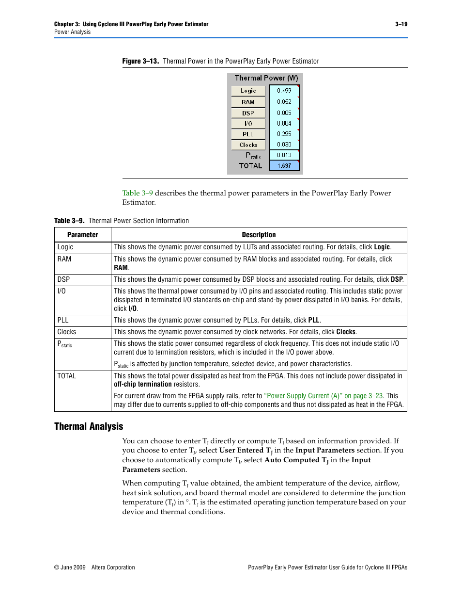 Thermal analysis, Thermal analysis –19 | Altera PowerPlay Early Power Estimator User Manual | Page 31 / 42